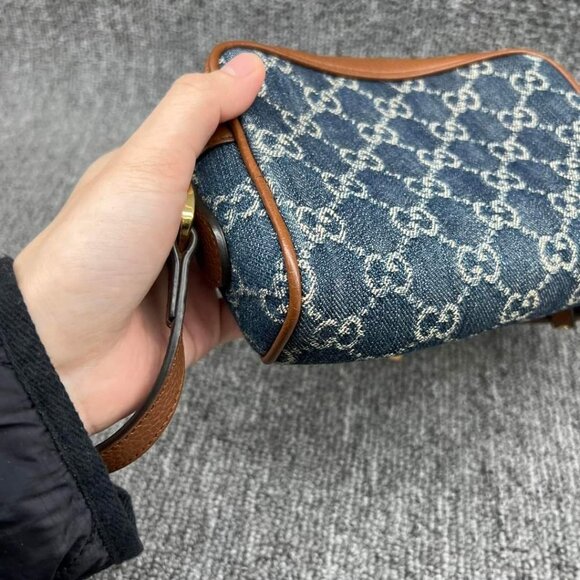 100% Authentic Gucci Ophidia GG Denim Mini Shoulder Bag - Picture 9 of 15